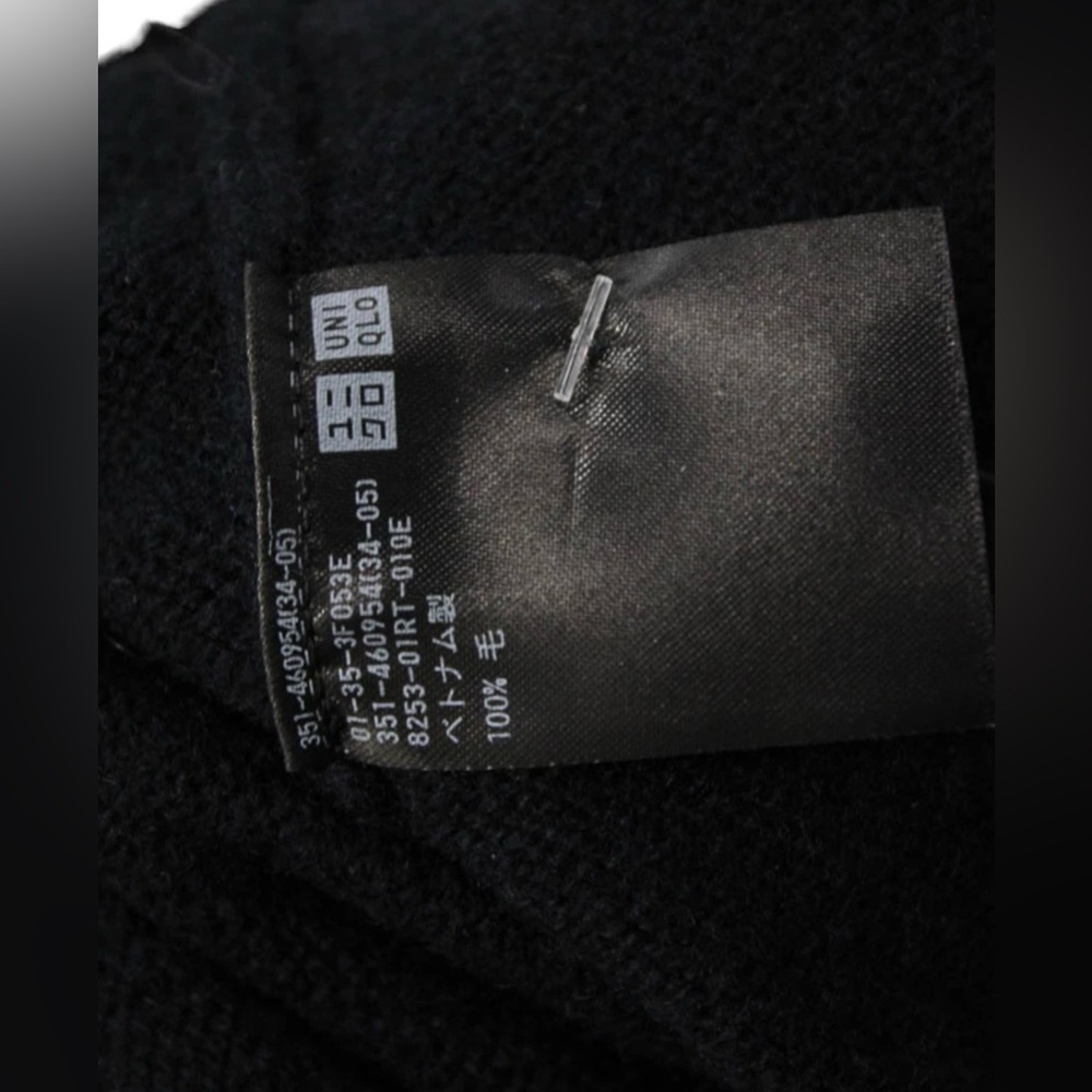 Uniqlo Black Argyle 100% Lambswool Women's Sweater - Picture 4 of 8